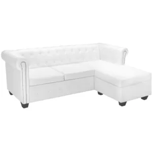 vidaXL Canapé Chesterfield en forme de L cuir synthétique blanc