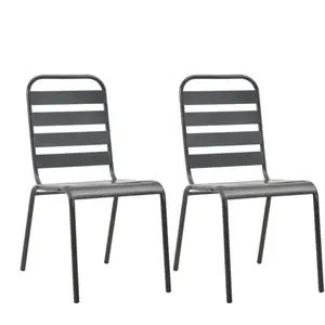 vidaXL Chaises empilables de d'extérieur 2 pcs Acier Gris pas cher
