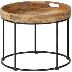 vidaXL Table basse Bois de manguier massif et acier 50 x 40 cm pas cher