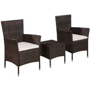 Comparateur de prix : vidaXL Mobilier de bistro 3 pcs Résine tressée Marron
