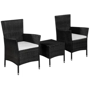 Comparateur de prix : vidaXL Mobilier de bistro 3 pcs Résine tressée Noir