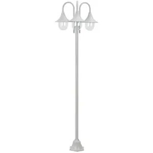 Comparateur de prix : vidaXL Lampadaire de jardin E27 220 cm Aluminium 3 lanternes Blanc