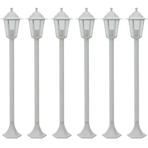 Comparateur de prix : vidaXL Lampe de jardin à piquet 6 pcs E27 110 cm Aluminium Blanc