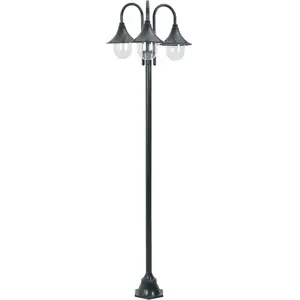 Comparateur de prix : vidaXL Lampadaire de jardin E27 220cm Aluminium 3 lanternes Vert foncé