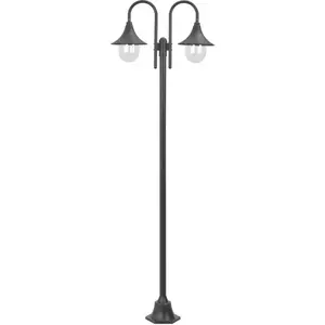Comparateur de prix : vidaXL Lampadaire de jardin E27 220 cm Aluminium 2 lanternes Bronze