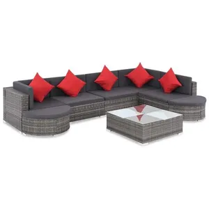 Comparateur de prix : vidaXL Salon de jardin 8 pcs avec coussins Résine tressée Gris