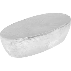 vidaXL Table basse martelée Argenté 100 x 50 x 28 cm Aluminium