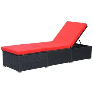 Comparateur de prix : vidaXL Chaise longue avec coussin Résine tressée Noir