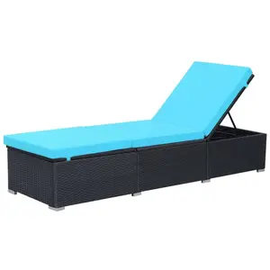 Comparateur de prix : vidaXL Chaise longue avec coussin Résine tressée Noir