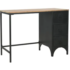 vidaXL Bureau à piédestal unique Bois de sapin et acier 100x50x76 cmVendu parrue-du-commerce