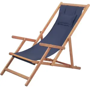 Comparateur de prix : vidaXL Chaise pliable de plage Tissu et cadre en bois Bleu