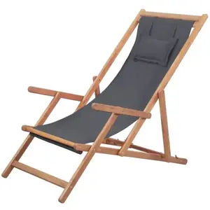 Comparateur de prix : vidaXL Chaise pliable de plage Tissu et cadre en bois Gris