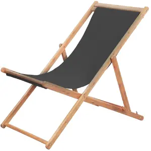 Comparateur de prix : vidaXL Chaise pliable de plage Tissu et cadre en bois Gris