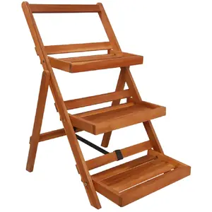 vidaXL Support de jardinière à 3 niveaux 50x63x80 cm Acacia solide pas cher