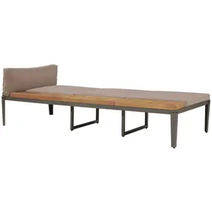 vidaXL Chaise longue avec coussins Bois d'acacia solide Marron pas cher