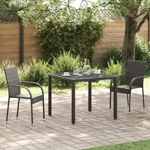 Comparateur de prix : vidaXL Chaises empilables d'extérieur 2 pcs Résine tressée Marron