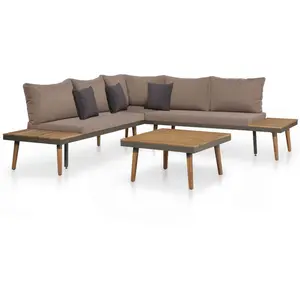 vidaXL Salon de jardin 4pcs et coussins Bois d'acacia solide Marron pas cher