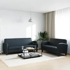vidaXL Ensemble de canapés 2 pcs cuir synthétique noir pas cher