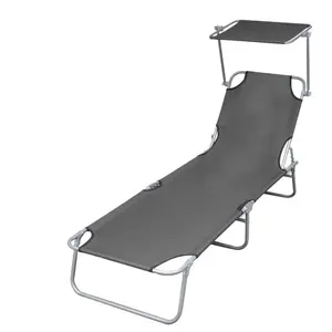 Comparateur de prix : vidaXL Chaise longue pliable avec auvent Acier Gris