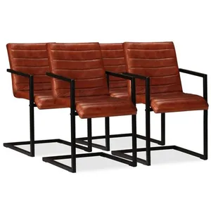 Comparateur de prix : DIVERS Clicnbuy - chaises de cuisine - chaises de salle à manger 4 pcs marron cuir véritable 275238