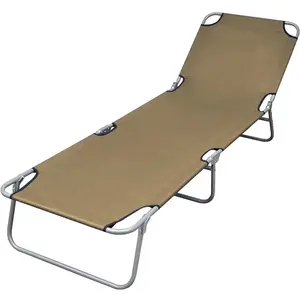 vidaXL Chaise longue pliable avec dossier réglable Taupe pas cher