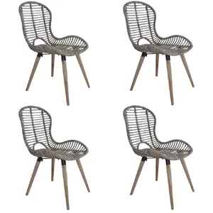 Comparateur de prix : vidaXL Chaises à manger lot de 4 marron rotin naturel