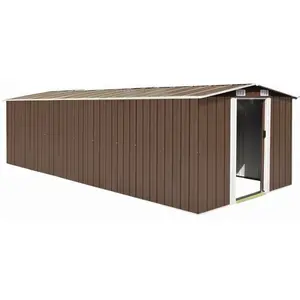vidaXL Abri de jardin 257x580x181 cm Métal Marron pas cher