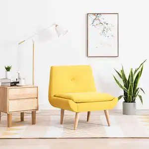 vidaXL Fauteuil sans accoudoirs Jaune Tissu pas cher