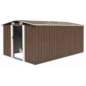 vidaXL Abri de jardin 257x392x181 cm Métal Marron pas cher
