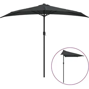 Comparateur de prix : vidaXL Parasol de balcon et mât en aluminium Anthracite 270x144cm Demi