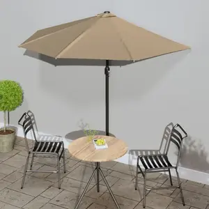 Comparateur de prix : vidaXL Parasol de balcon avec mât en aluminium Taupe 270x144 cm Demi