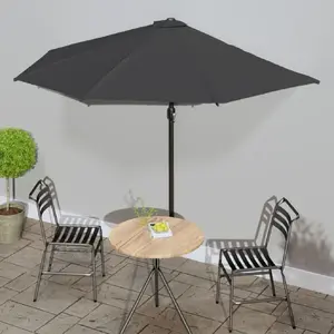 Comparateur de prix : vidaXL Parasol de balcon et mât en aluminium Anthracite 300x155cm Demi