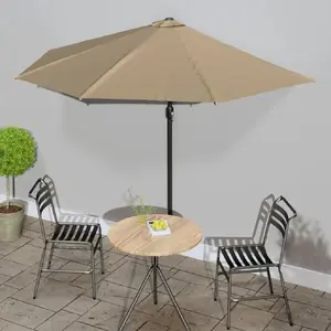 Comparateur de prix : vidaXL Parasol de balcon avec mât en aluminium Taupe 300x155 cm Demi