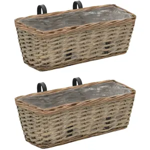 Comparateur de prix : vidaXL Jardinière de balcon 2 pcs Osier avec doublure en PE 40 cm