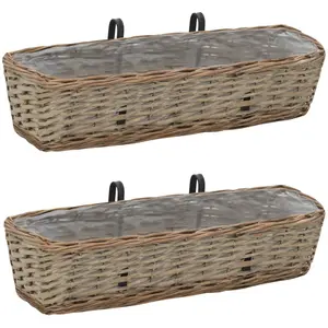Comparateur de prix : vidaXL Jardinière de balcon 2 pcs Osier avec doublure en PE 60 cm