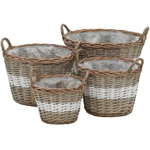 Comparateur de prix : vidaXL Lits surélevés 4 pcs Osier avec doublure en PE