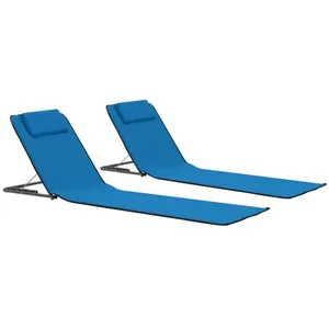 Comparateur de prix : vidaXL Tapis de plage pliables 2 pcs Acier et tissu Bleu
