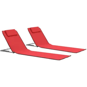 Comparateur de prix : vidaXL Tapis de plage pliables 2 pcs Acier et tissu Rouge