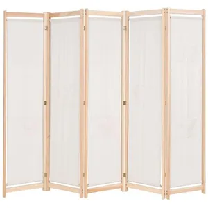 Comparateur de prix : vidaXL Cloison de séparation 5 panneaux Crème 200 x 170 x 4 cm Tissu