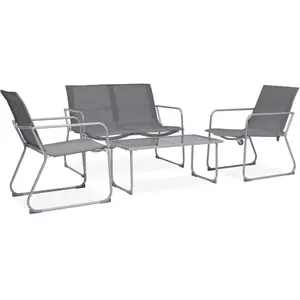 vidaXL Salon de jardin 4 pcs Tissu et acier Gris pas cher