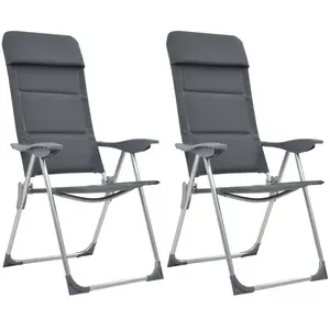 Comparateur de prix : vidaXL Chaise de camping 2 pcs Gris 58x69x111 cm Aluminium