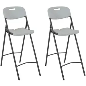 vidaXL Chaises de bar pliables 2 pcs PEHD et acier Blanc pas cher