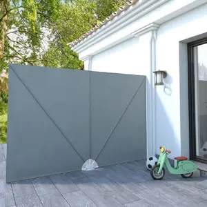 VIDAXL Auvent latéral pliable de terrasse Gris 300 x 200 cm pas cher