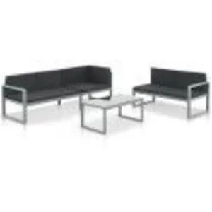 Comparateur de prix : vidaXL Salon de jardin 3 pcs et coussins Aluminium Noir