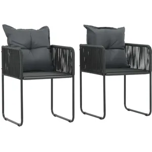 vidaXL Chaises d'extérieur 2 pcs avec oreillers Résine tressée Noir pas cher