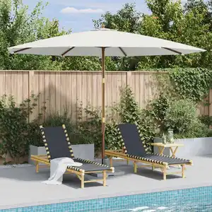 vidaXL Parasol avec mât en bois 350 cm Blanc sable