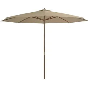 Comparateur de prix : VIDAXL Parasol avec Mât en Bois Taupe Pare Soleil de Jardin Terrasse Plage