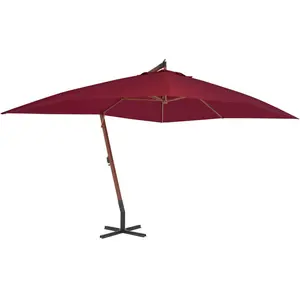 Comparateur de prix : vidaXL Parasol en porte-à-faux avec mât en bois 400 x 300 cm Bordeaux