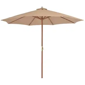 vidaXL Parasol d'extérieur avec mât en bois 300 cm Taupe