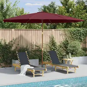 VIDAXL Parasol avec Mât en Bois Bordeaux Pare Soleil de Jardin Terrasse Plage pas cher